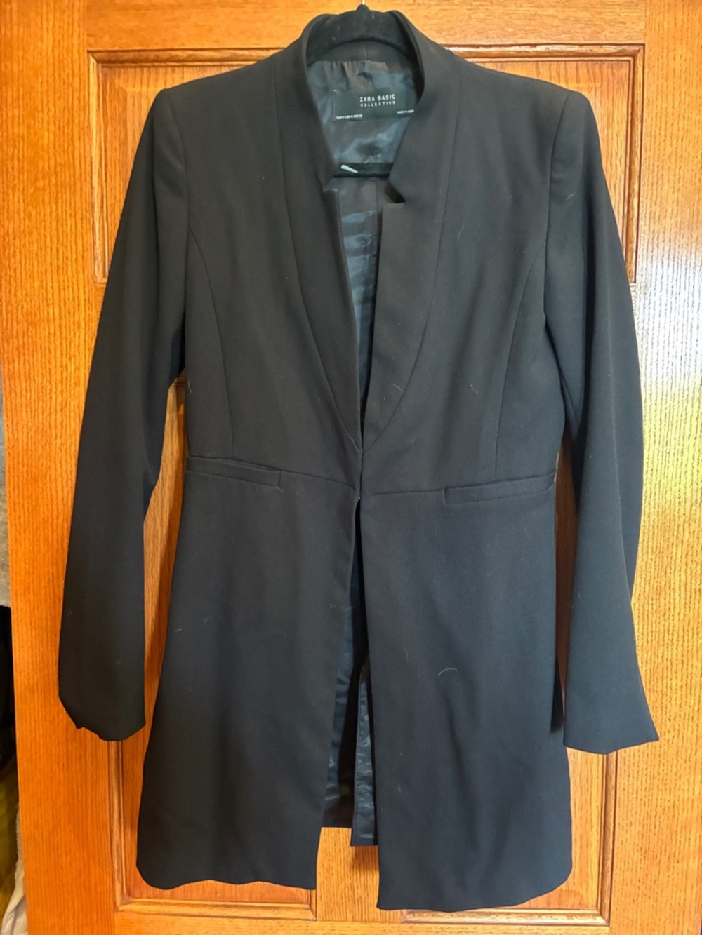 Zara Black Collarless Blazer Coat